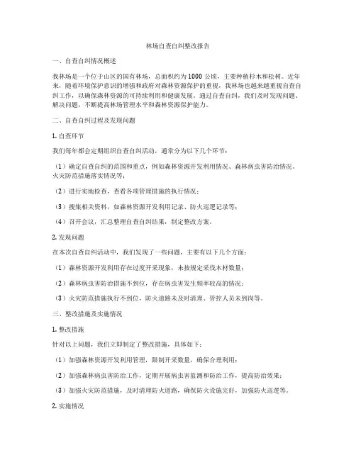林场自查自纠整改报告