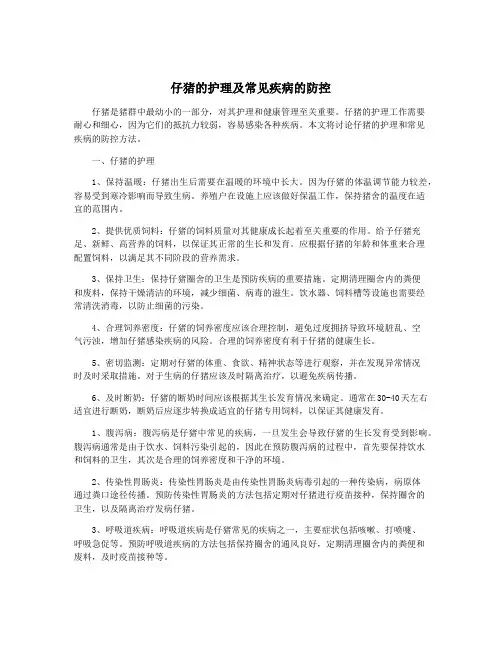 仔猪的护理及常见疾病的防控