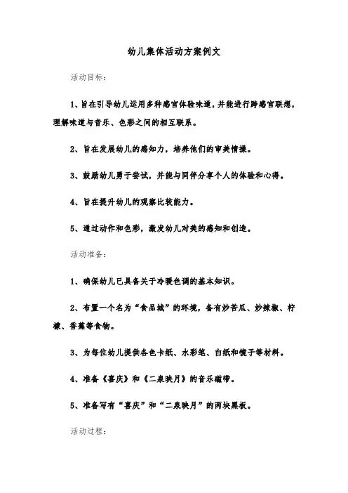 幼儿集体活动方案例文（六篇）