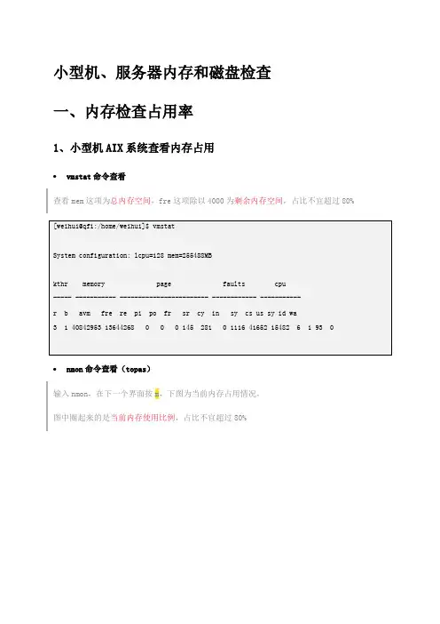 小型机、服务器内存和磁盘检查