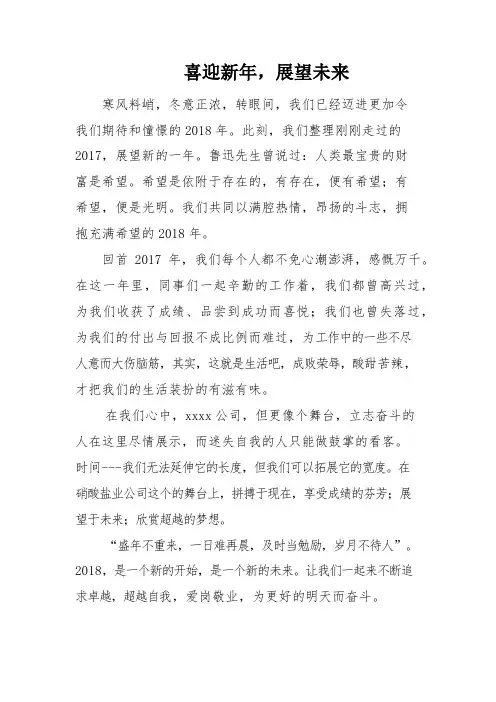 喜迎新年,展望未来