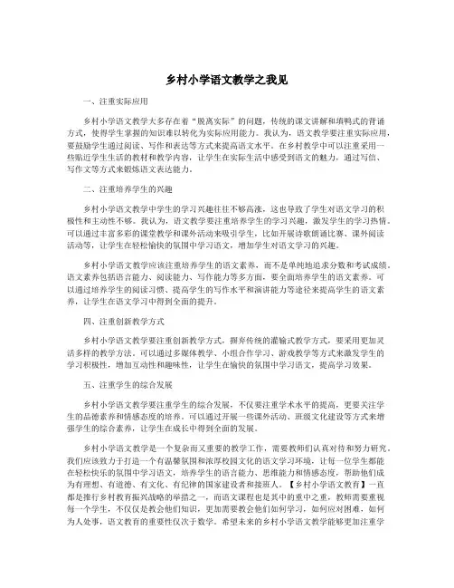 乡村小学语文教学之我见