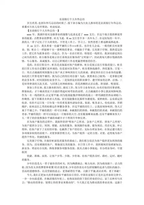 农商银行个人年终总结