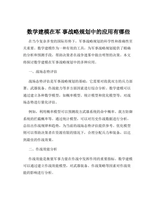 数学建模在军 事战略规划中的应用有哪些