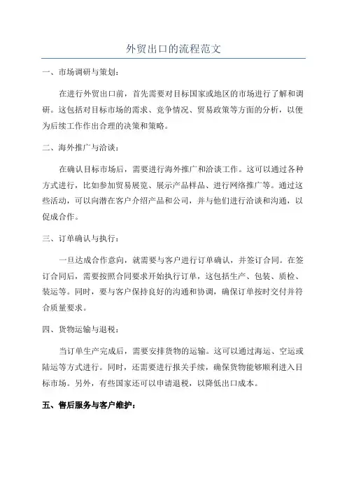 外贸出口的流程范文