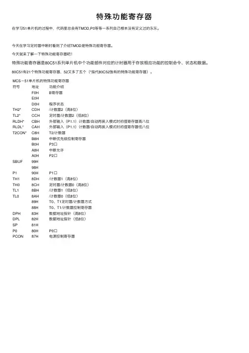 特殊功能寄存器