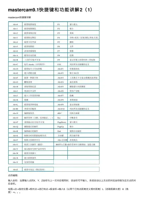 mastercam9.1快捷键和功能讲解2（1）