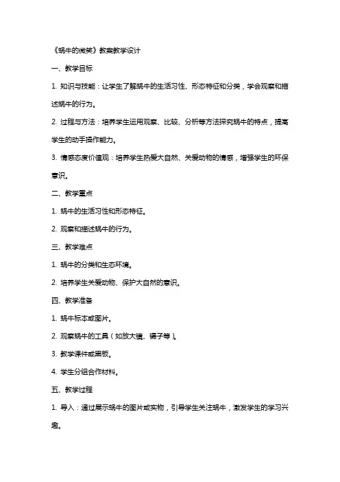 《蜗牛的微笑》教案教学设计