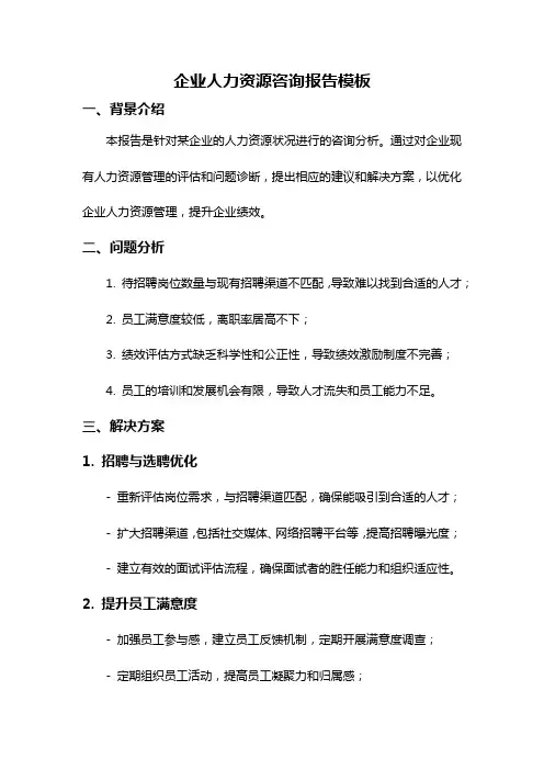 企业人力资源咨询报告模板