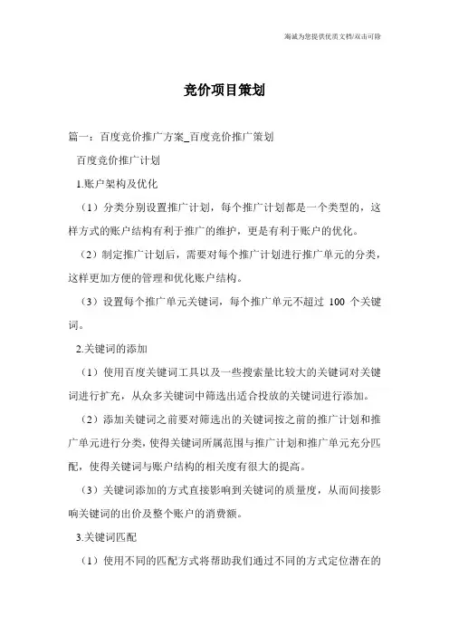 竞价项目策划