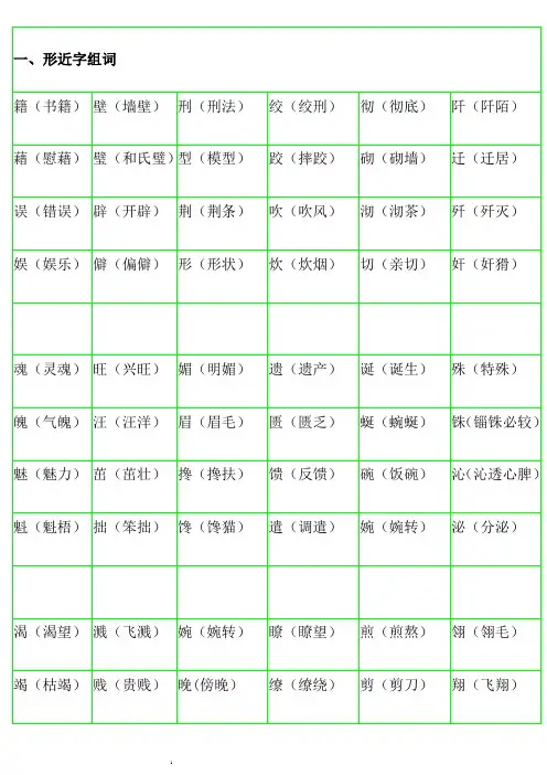 小学语文易错字
