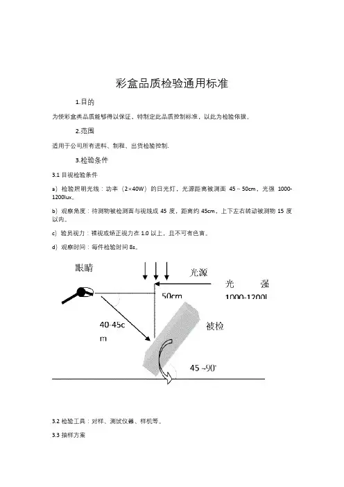 彩盒检验标准