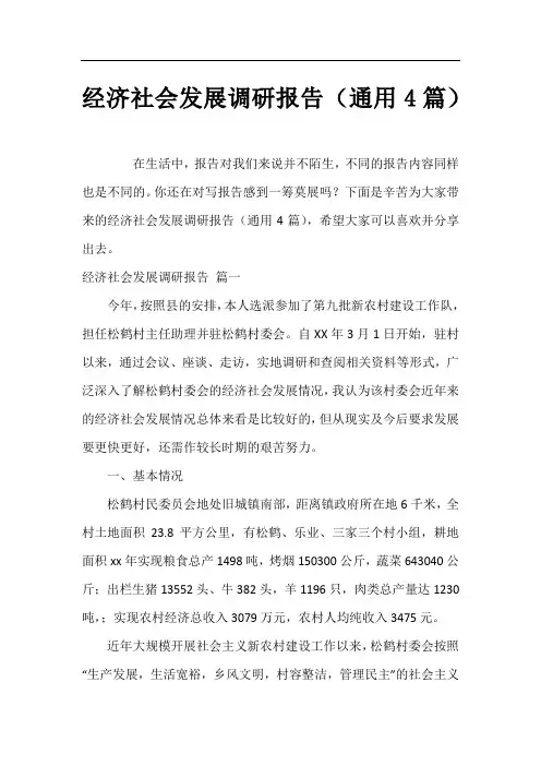 经济社会发展调研报告(通用4篇)