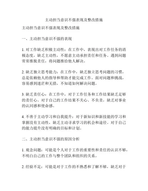 主动担当意识不强表现及整改措施