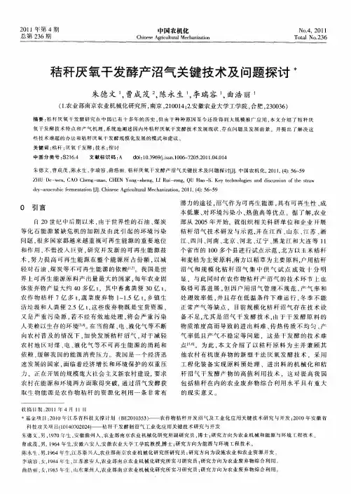 秸秆厌氧干发酵产沼气关键技术及问题探讨