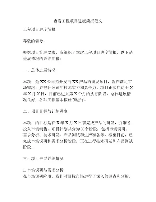 查看工程项目进度简报范文