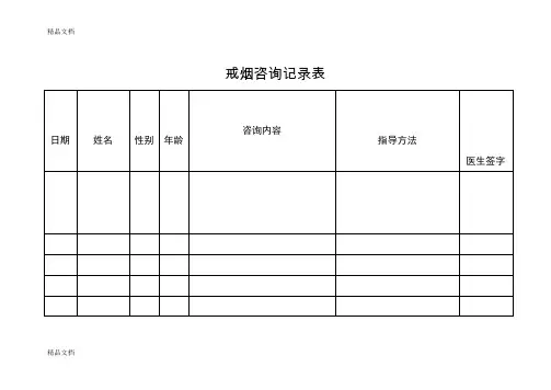 最新戒烟门诊咨询记录表