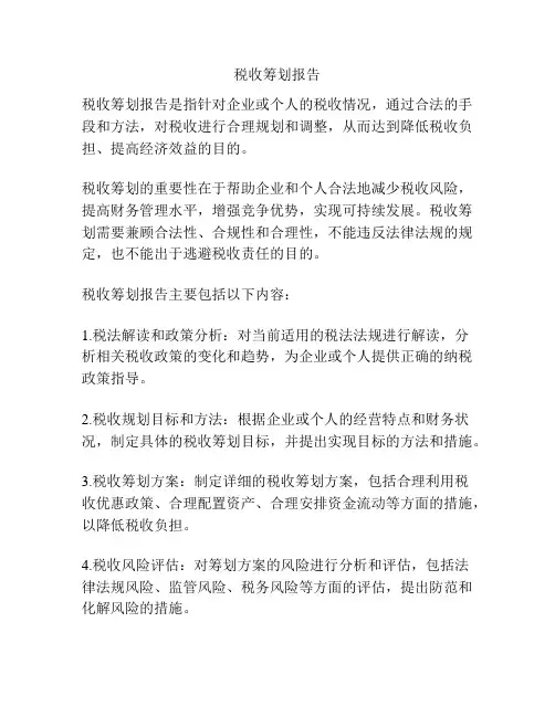 税收筹划报告