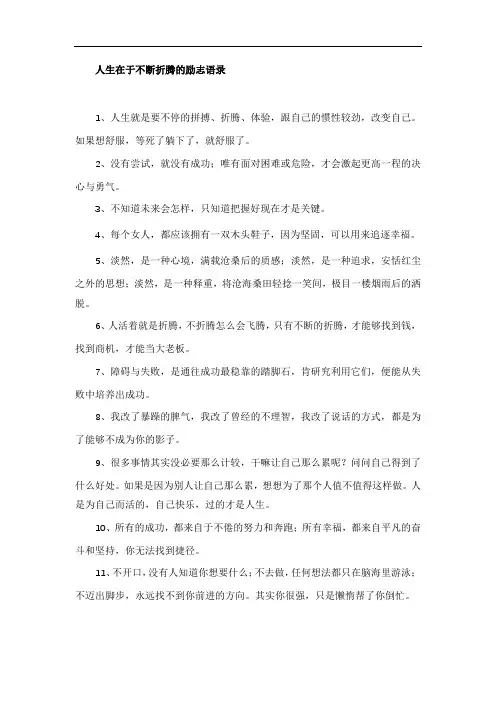 人生在于不断折腾的励志语录