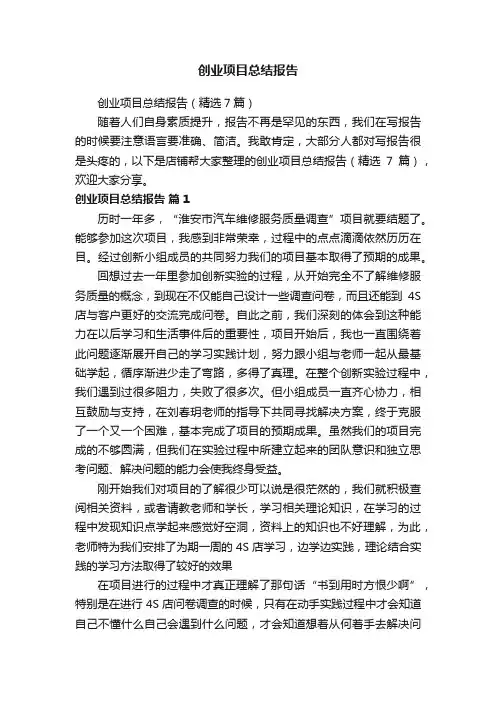 创业项目总结报告