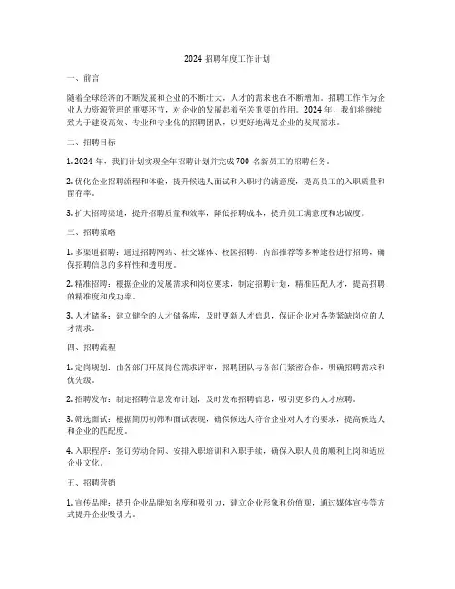 2024招聘年度工作计划