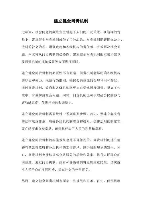 建立健全问责机制