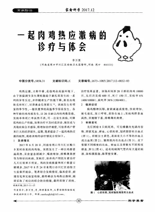 一起肉鸡热应激病的诊疗与体会