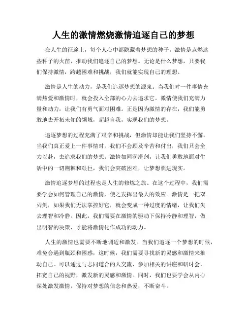 人生的激情燃烧激情追逐自己的梦想