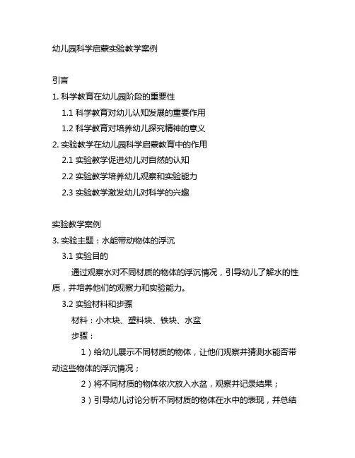 幼儿园科学启蒙实验教学案例 幼儿园科学教育
