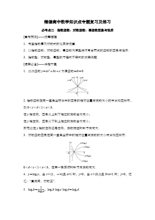 精编高中数学知识点专题复习及练习-指数函数、对数函数、幂函数图象与性质