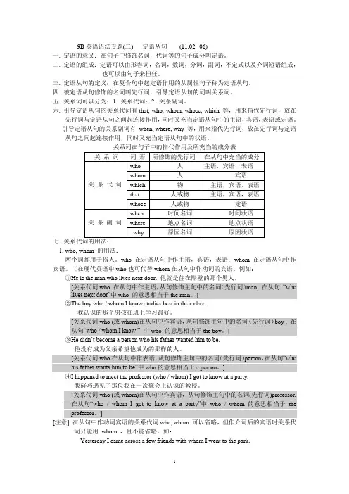 语法知识    定语从句(11.01)