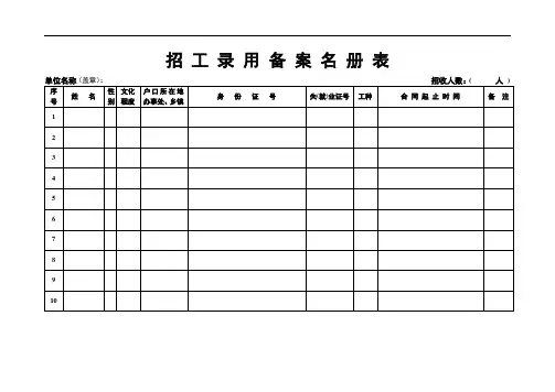 招工录用备案名册表