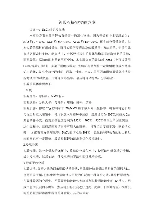 钾长石提钾实验方案