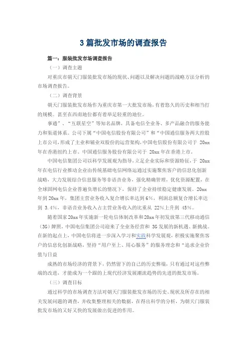 3篇批发市场的调查报告