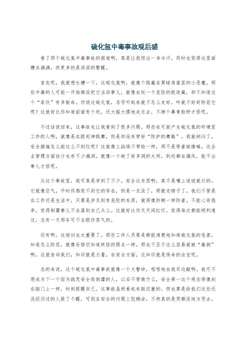 硫化氢中毒事故观后感
