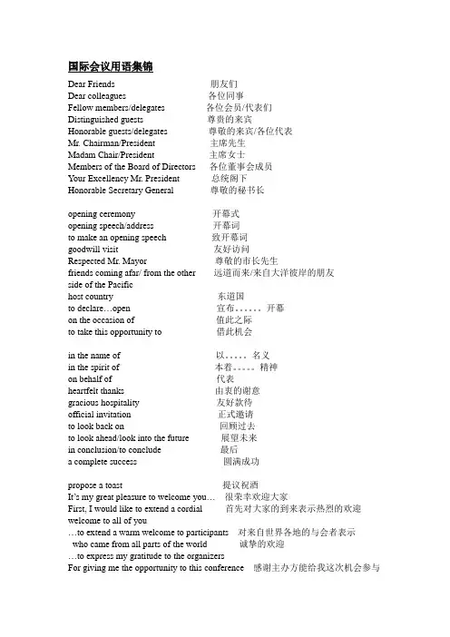 国际会议用语集锦