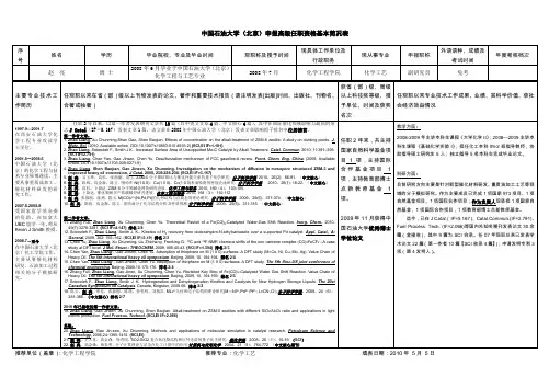 中国石油大学(北京)申报高级任职资格基本简况表
