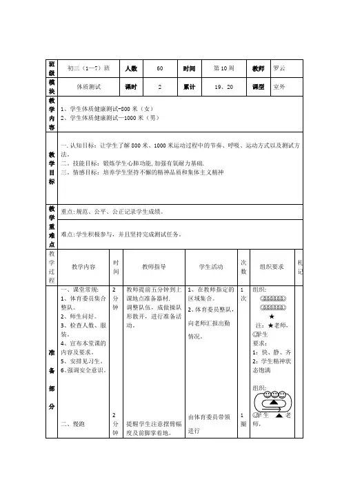体质健康测试教案合集