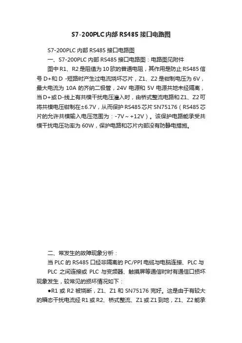 S7-200PLC内部RS485接口电路图
