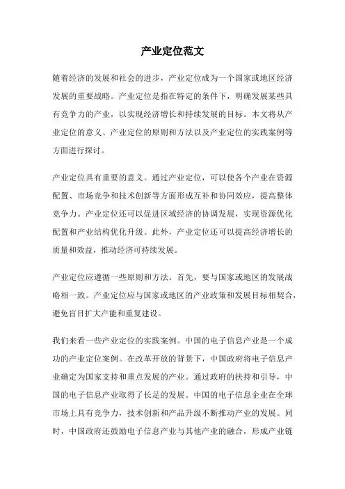 产业定位范文
