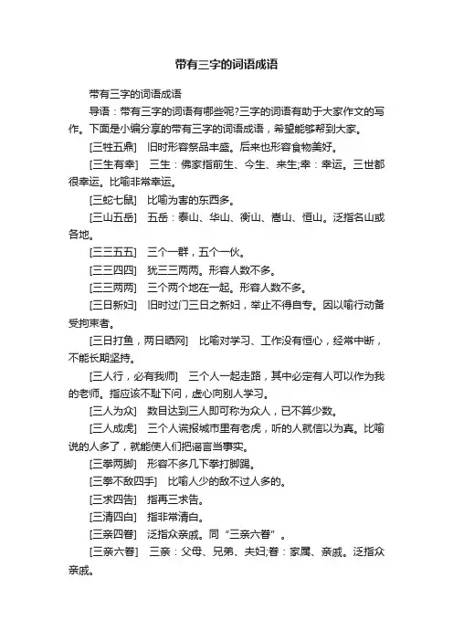 带有三字的词语成语