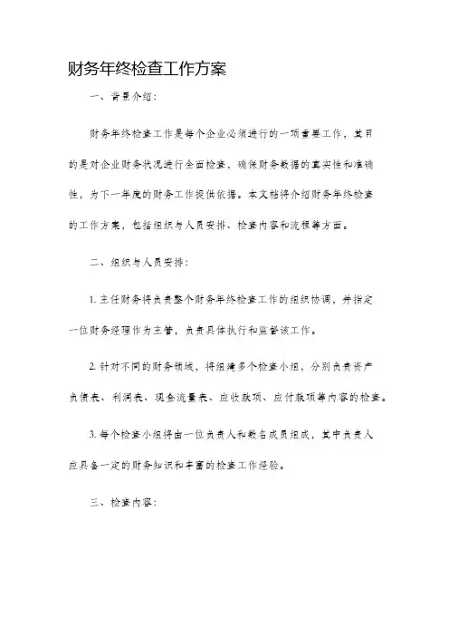 财务年终检查工作方案