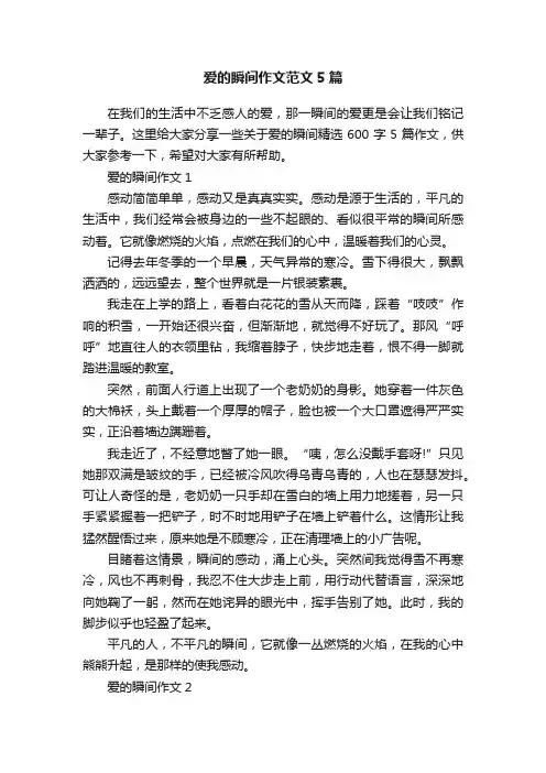 爱的瞬间作文范文5篇