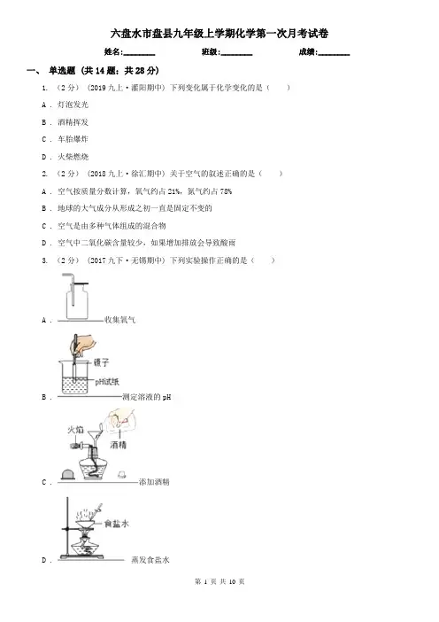 六盘水市盘县九年级上学期化学第一次月考试卷