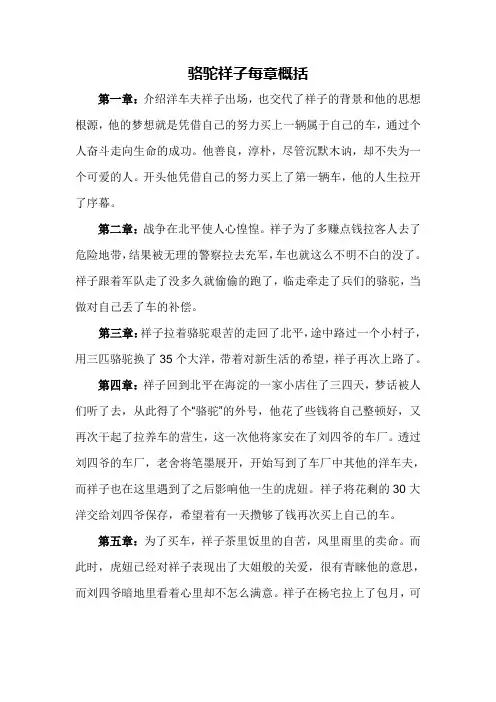 《骆驼祥子》每章概括