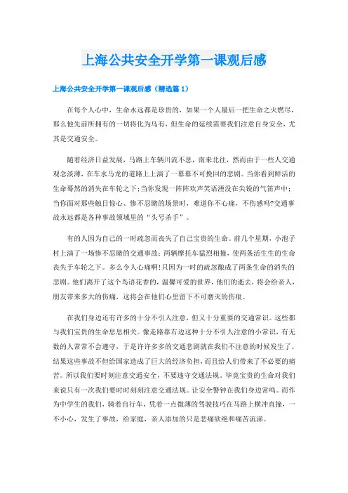 上海公共安全开学第一课观后感
