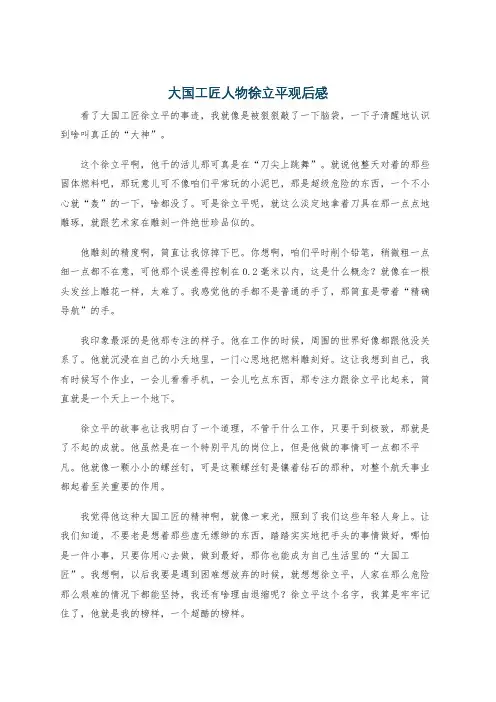 大国工匠人物徐立平观后感