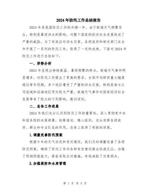 2024年防汛工作总结报告
