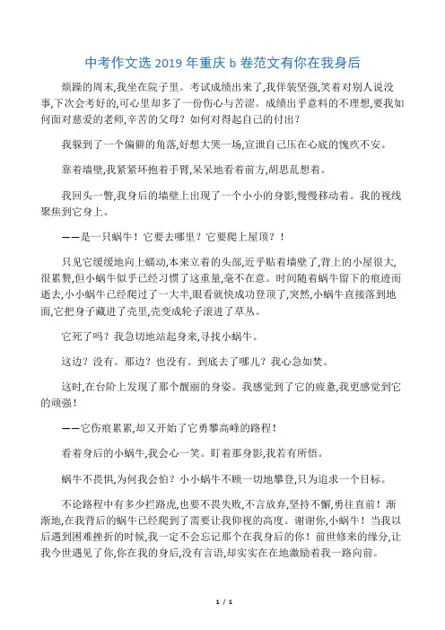 中考作文选2019年重庆b卷范文有你在我身后