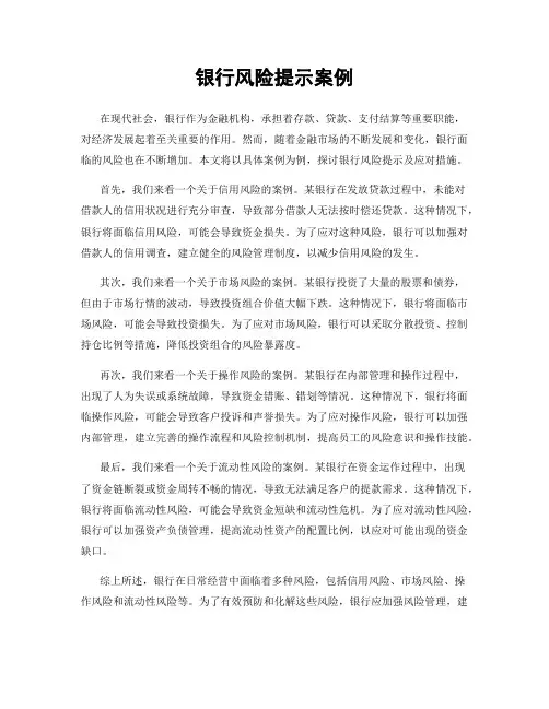 银行风险提示案例